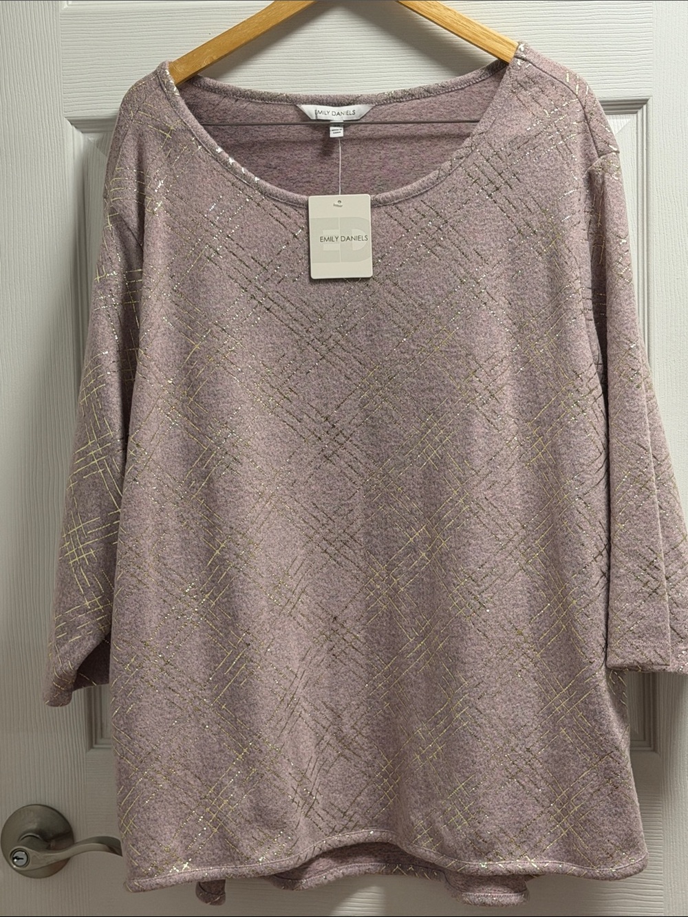 Emily Daniels Lilac Metallic Accent Top